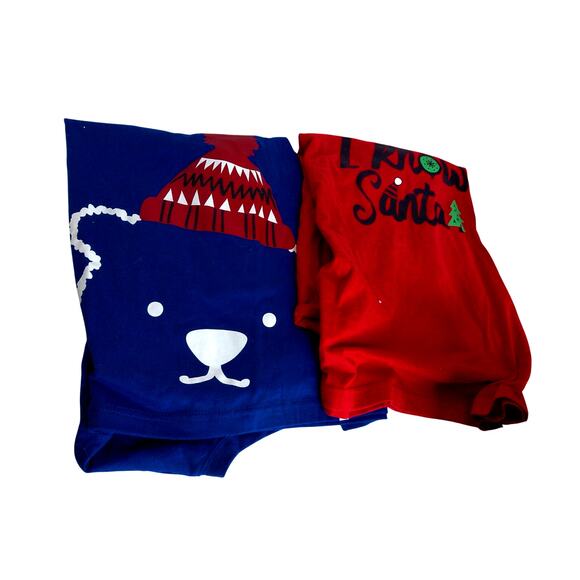 Joe Boxer I Know Santa & Teddy Bear Christmas Shirts Size Large SET Of 2 - Picture 2 of 12